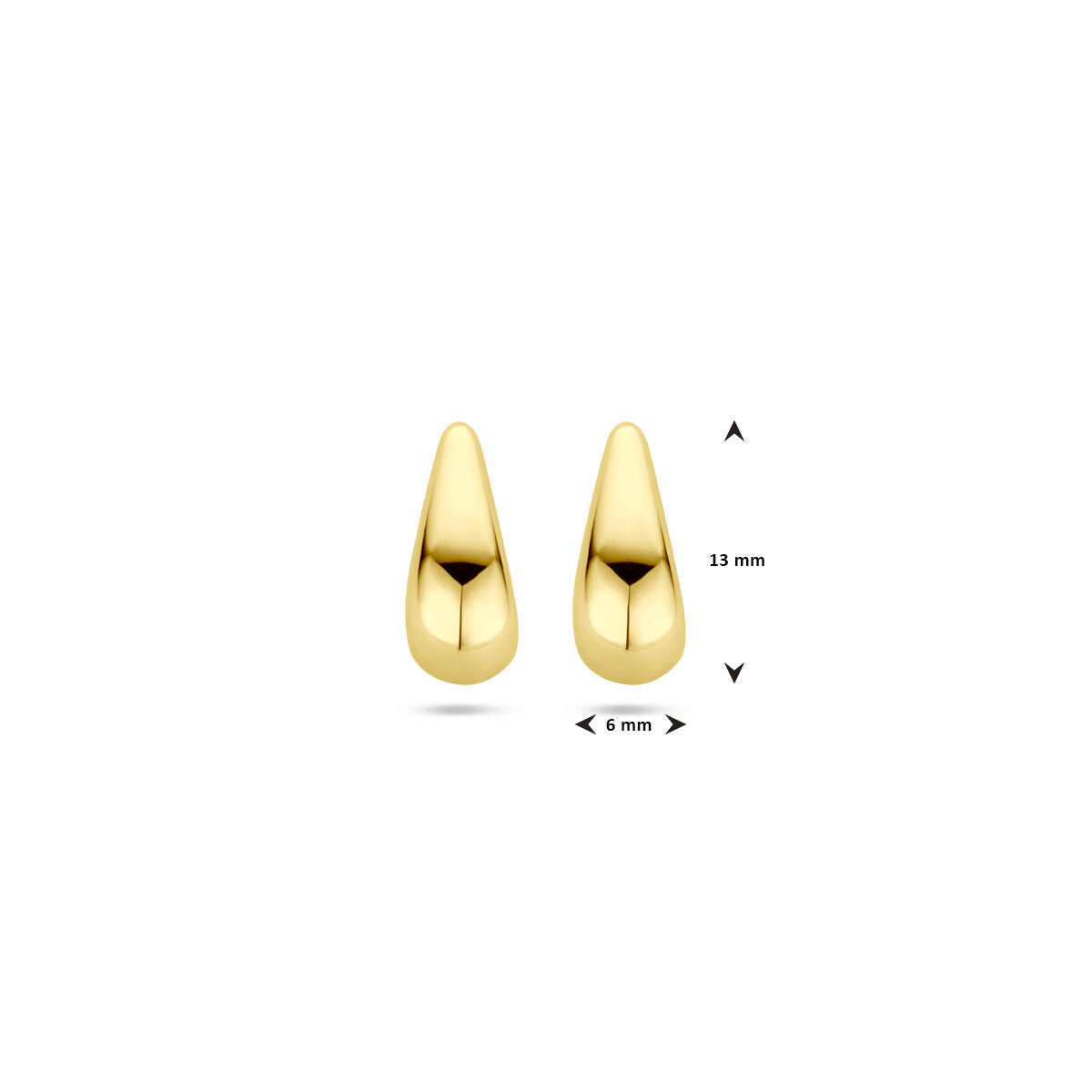 Orecchini a bottone goccia 13 mm oro giallo 14K