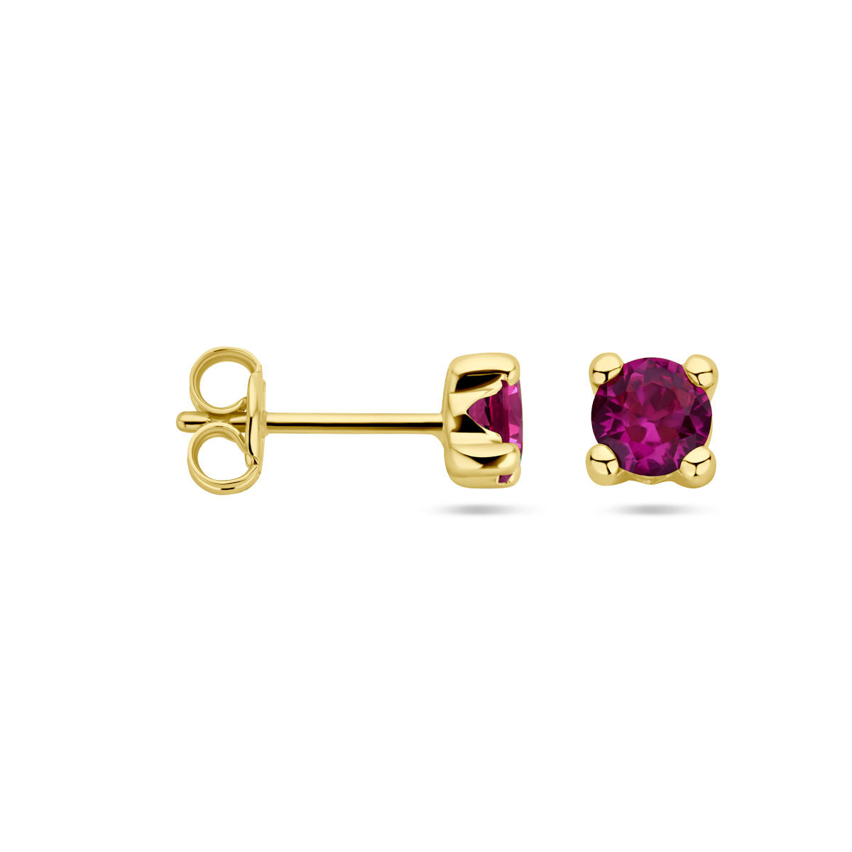 orecchini a bottone rubino sintetico 14K oro giallo