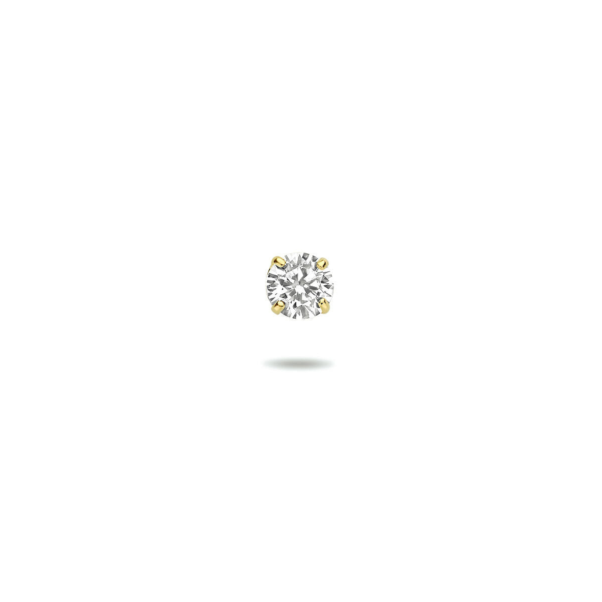 Orecchino in oro giallo 14K con zircone, design semplice e brillante.