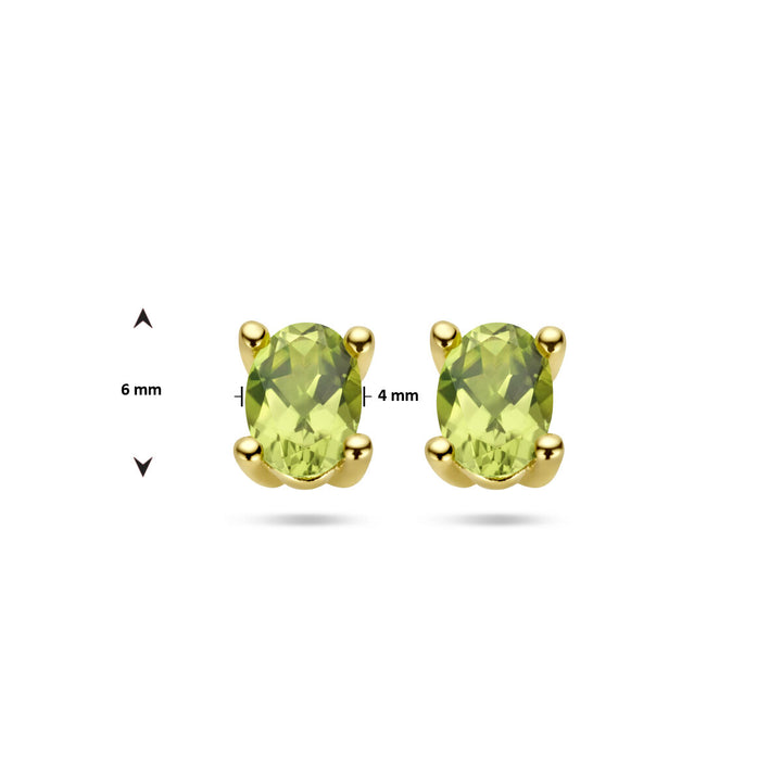 oorknoppen peridot 14K geelgoud