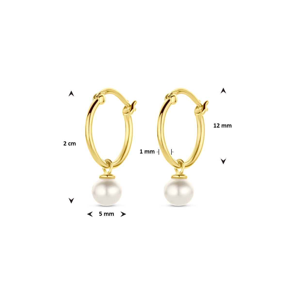 orecchini a cerchio perla 14K oro giallo