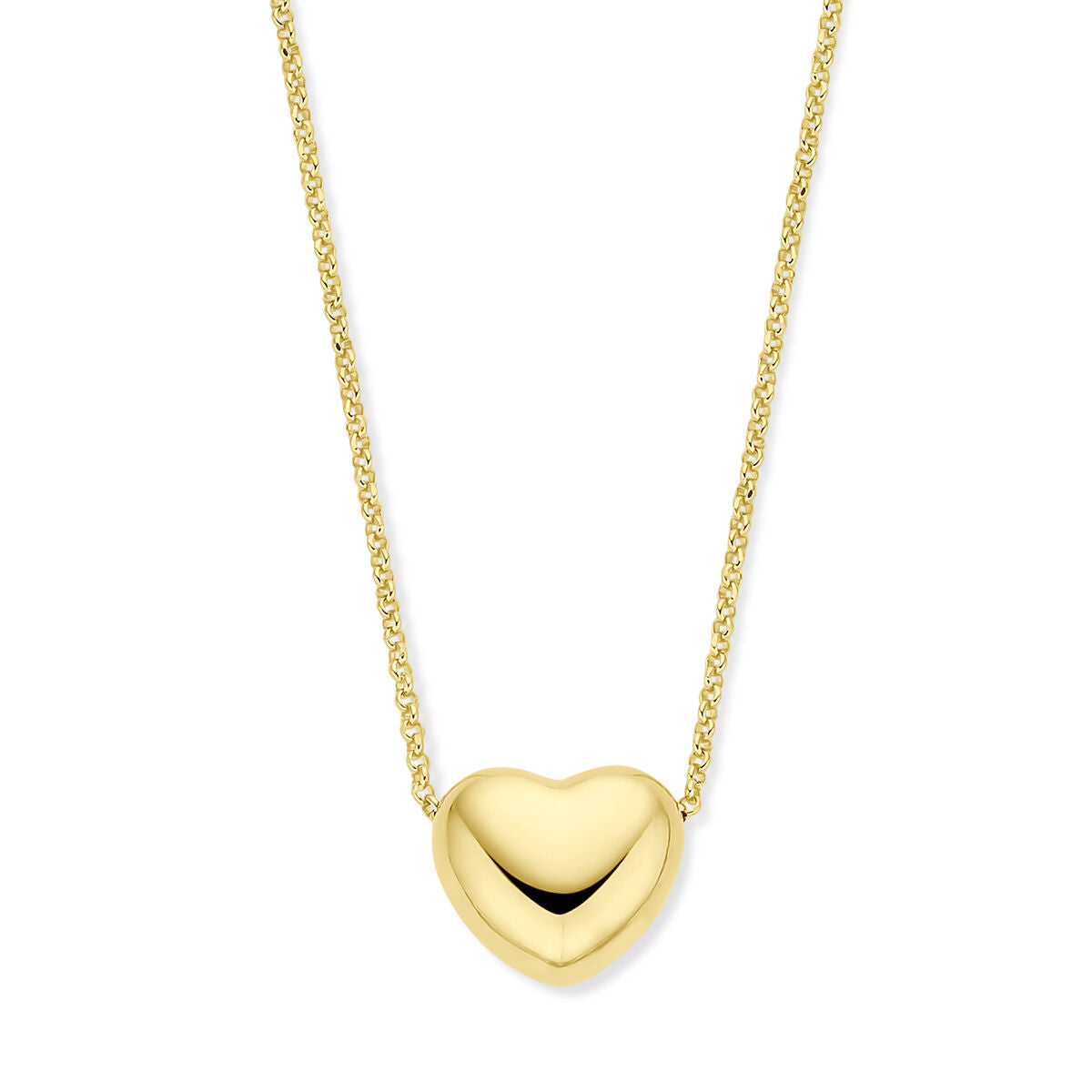 Collana con cuore in argento dorato giallo, 1,5 mm, lunghezza 42 + 5 cm.