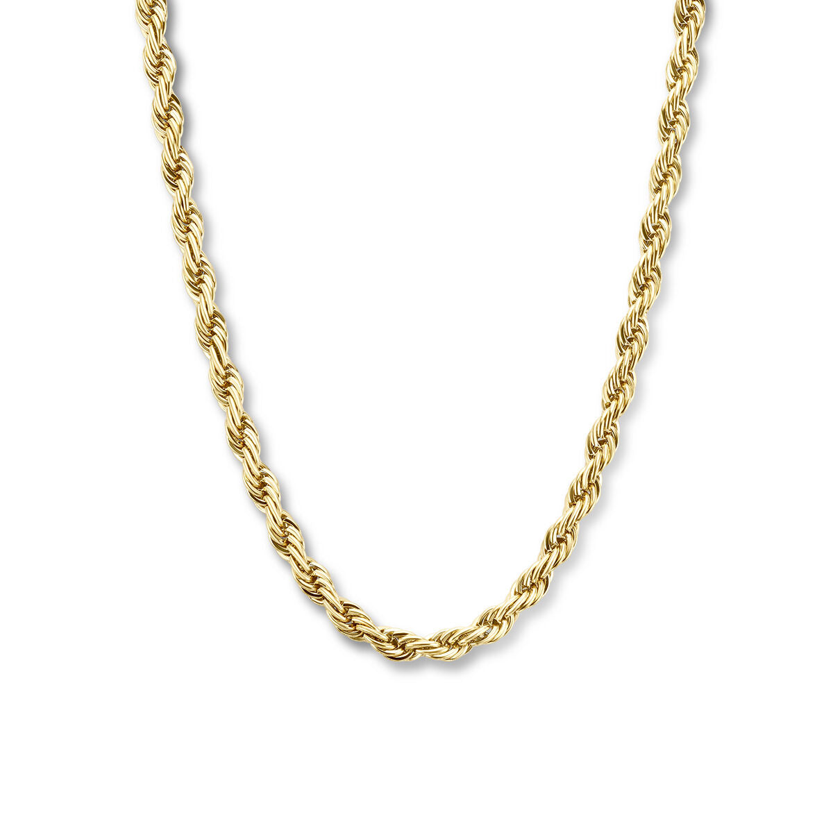Collana in acciaio inossidabile con placcatura ionica, corda intrecciata di 5,7 mm, lunghezza 43 + 3 cm.