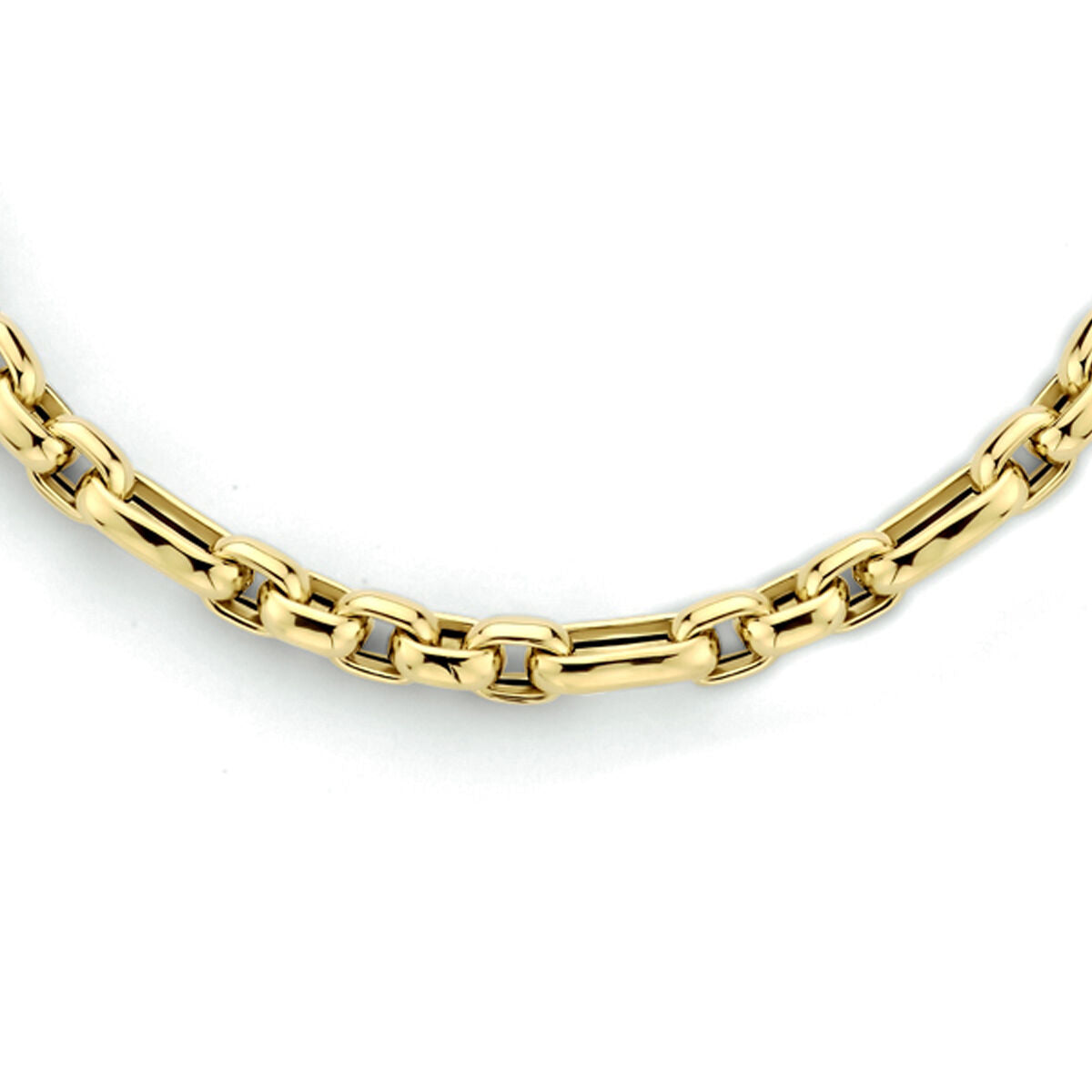 Collana anker in oro giallo 14K, larghezza 4,8 mm, lunghezza 45 cm.