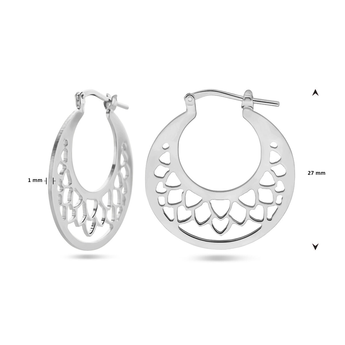 Orecchini a cerchio argento rodiato