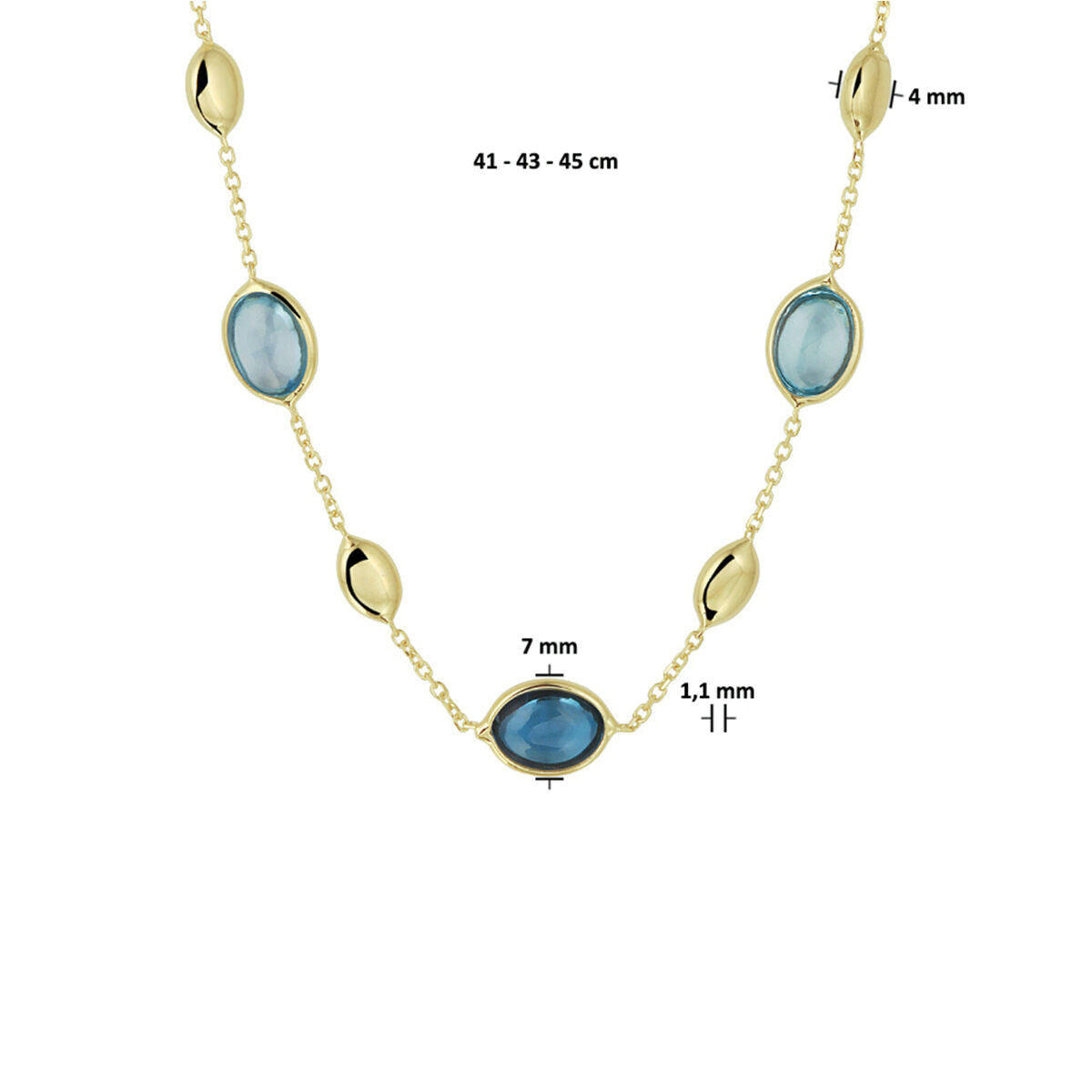 Collana d'oro da donna con topazio London Blue e topazio blu 14K
