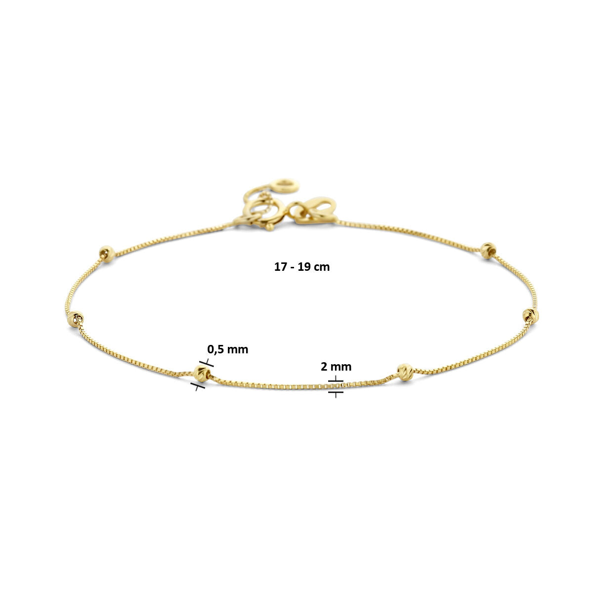 Bracciale d'oro da donna palline diamantate 14K