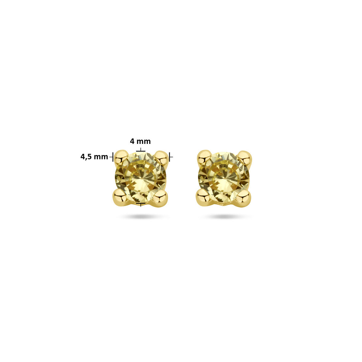 orecchini a bottone peridoto sintetico 14K oro giallo