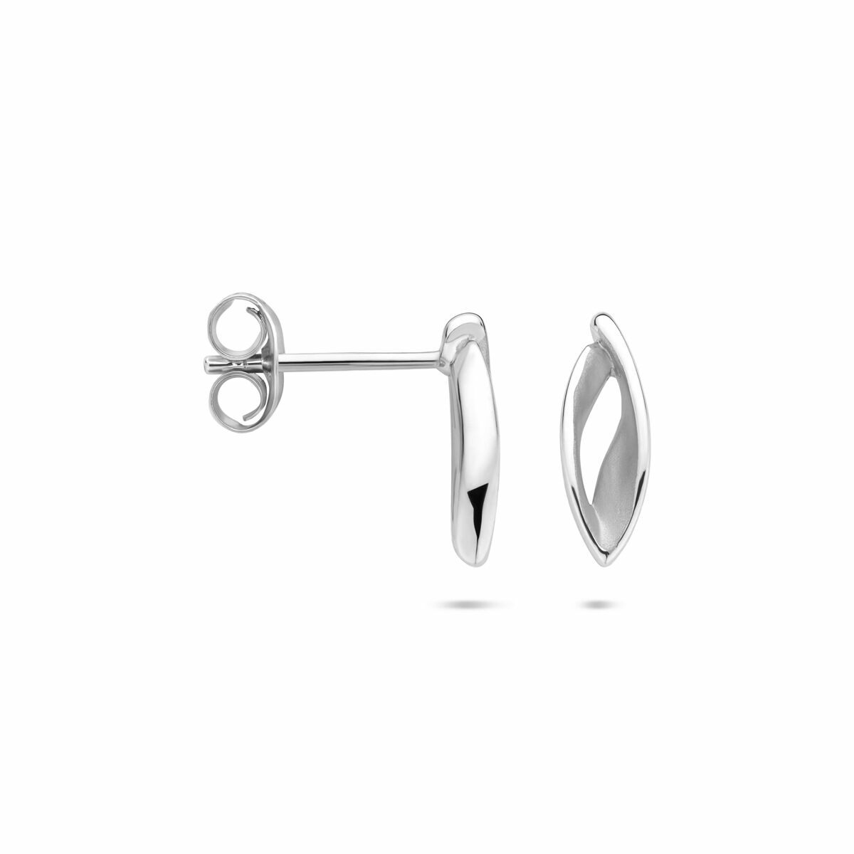 Orecchini a bottone in argento rodiato 925 – 12x4mm finitura lucida/opaca per donna