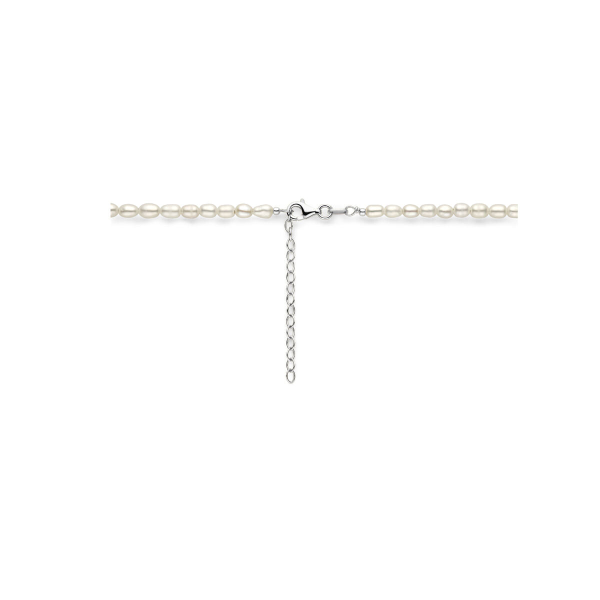 collana perla 3,8 mm 50 + 5 cm in argento rodiato