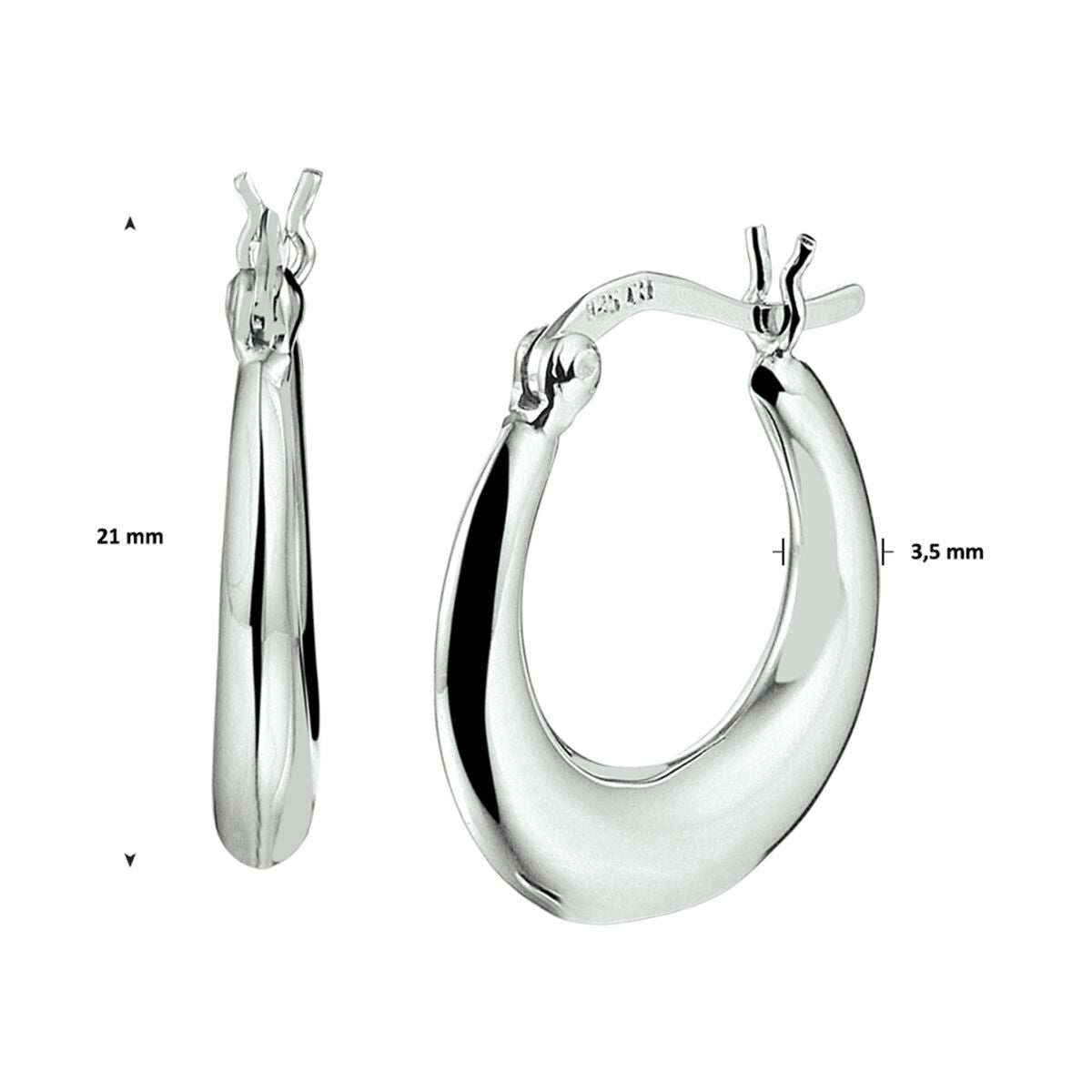 Orecchini a cerchio argento rodiato