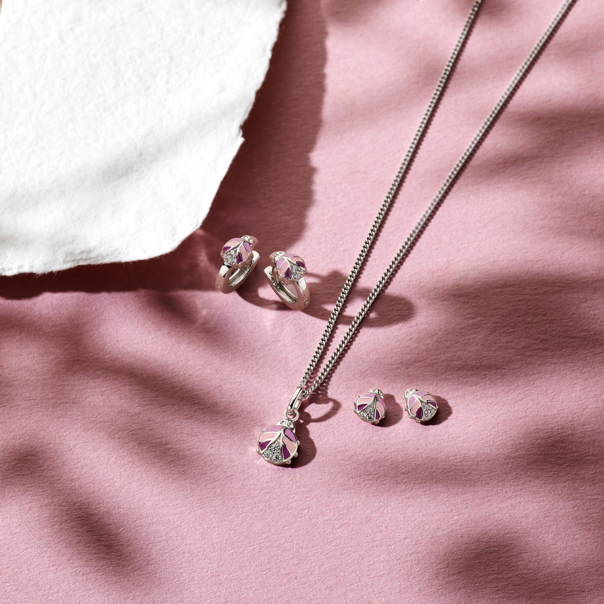 ciondolo coccinella zirconia argento rodiato