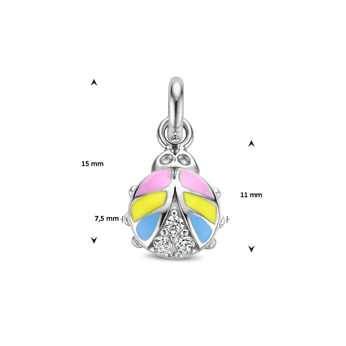 ciondolo coccinella zirconia argento rodiato