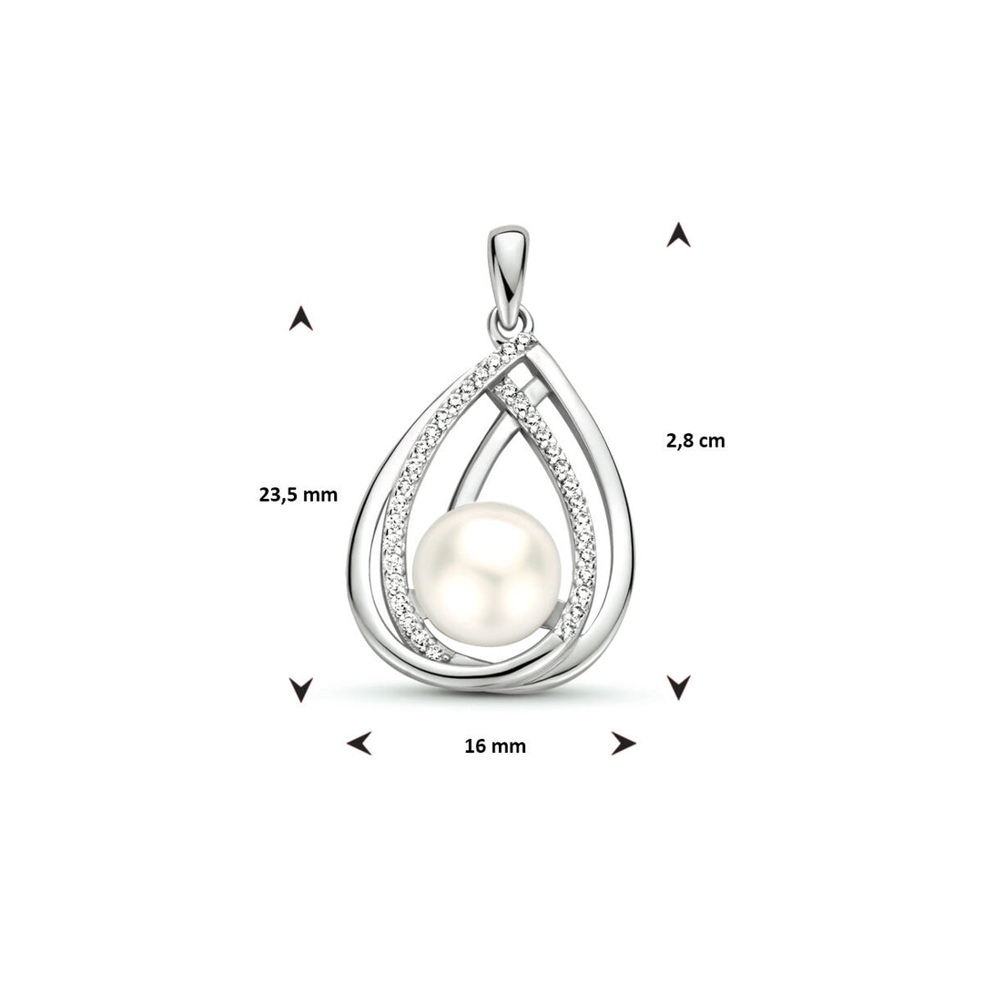 hanger parel zirkonia zilver gerhodineerd