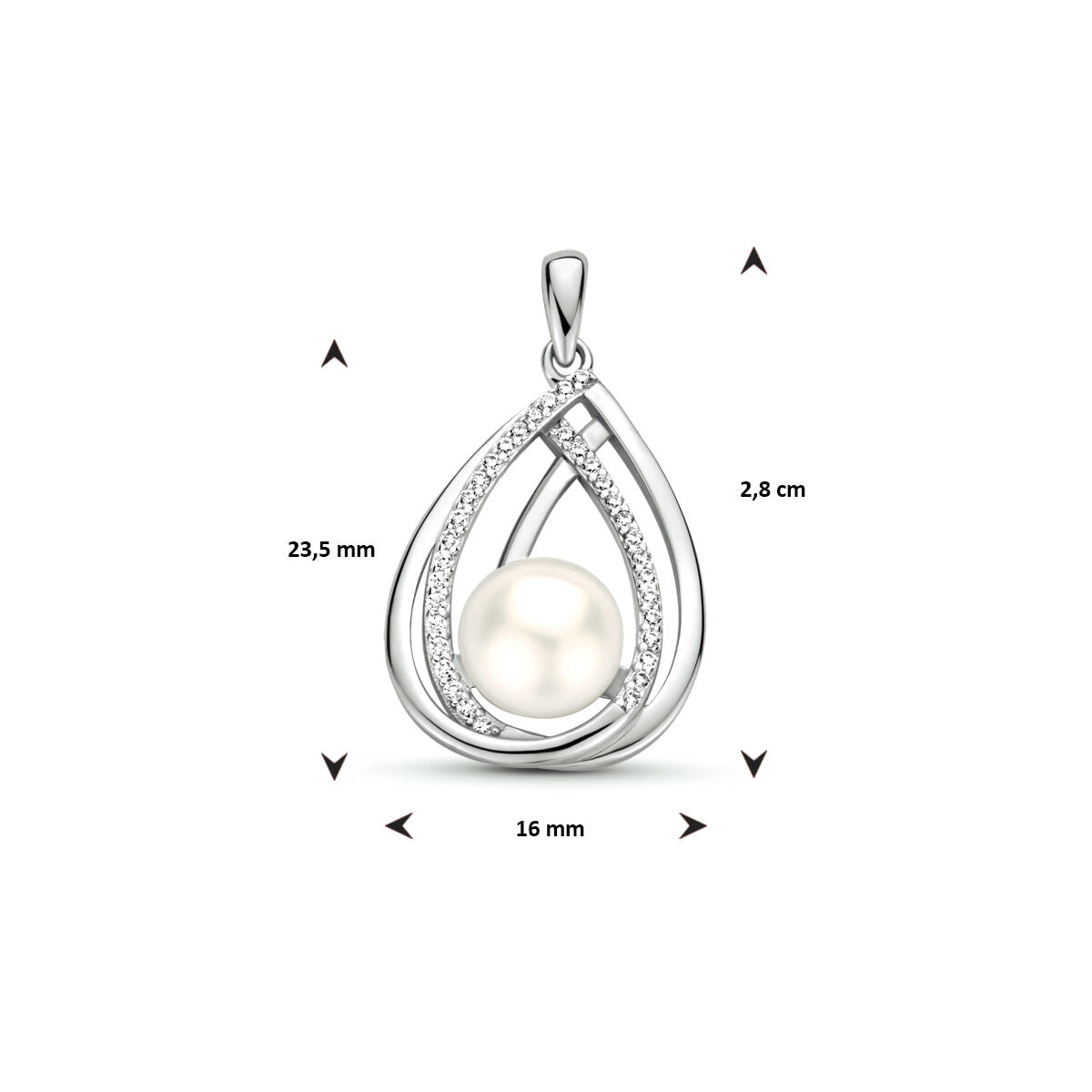 ciondolo perla zircone argento rodiato
