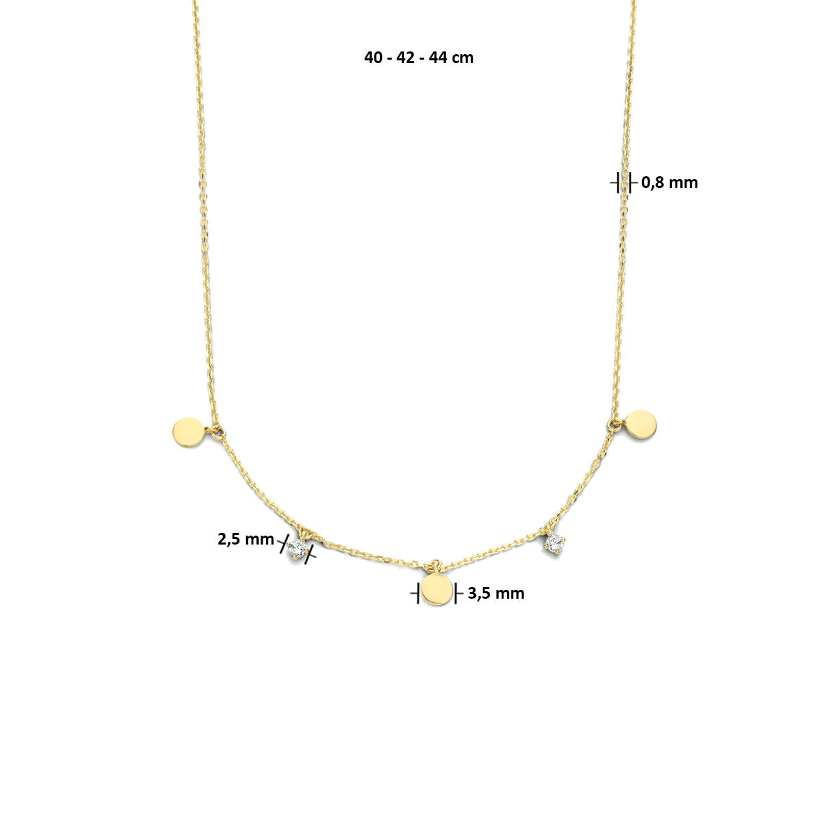 collana tondini zirconia 40 – 42 – 44 cm oro giallo 14K