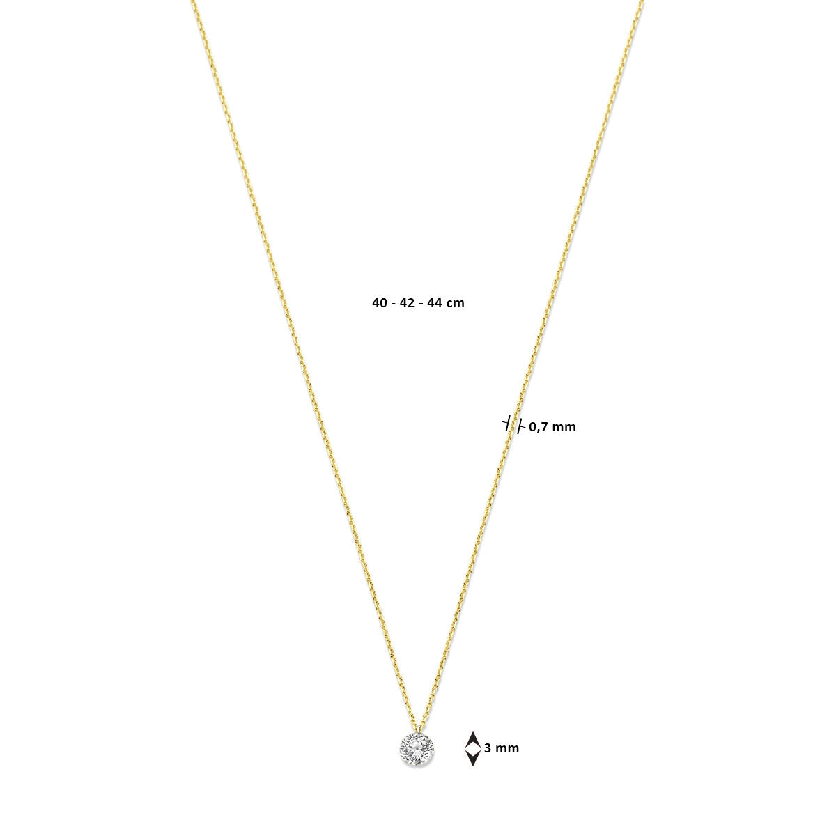 collana diamante lab grown 0,7 mm 40 - 42 - 44 cm 0.25ct g si oro giallo 14K
