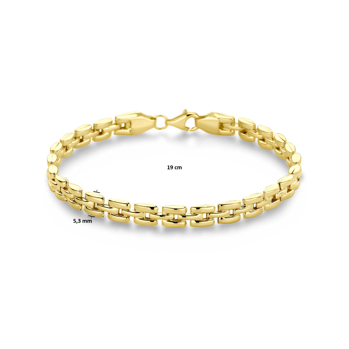 bracciale pantera 5,3 mm 19 cm 14K oro giallo