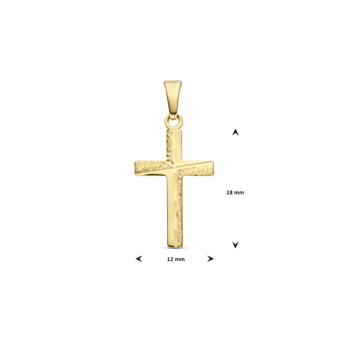 Ciondolo croce martellata 18 mm oro giallo 14K