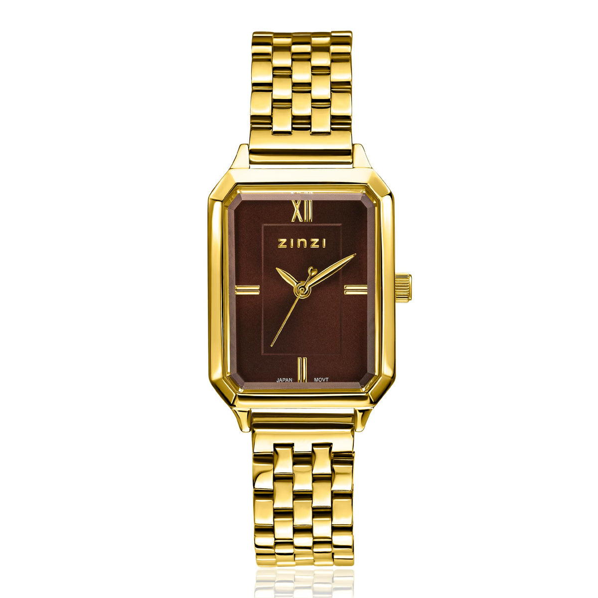 Orologio ZINZI con cassa dorata quadrata di 30 mm e bracciale a maglia rolò.