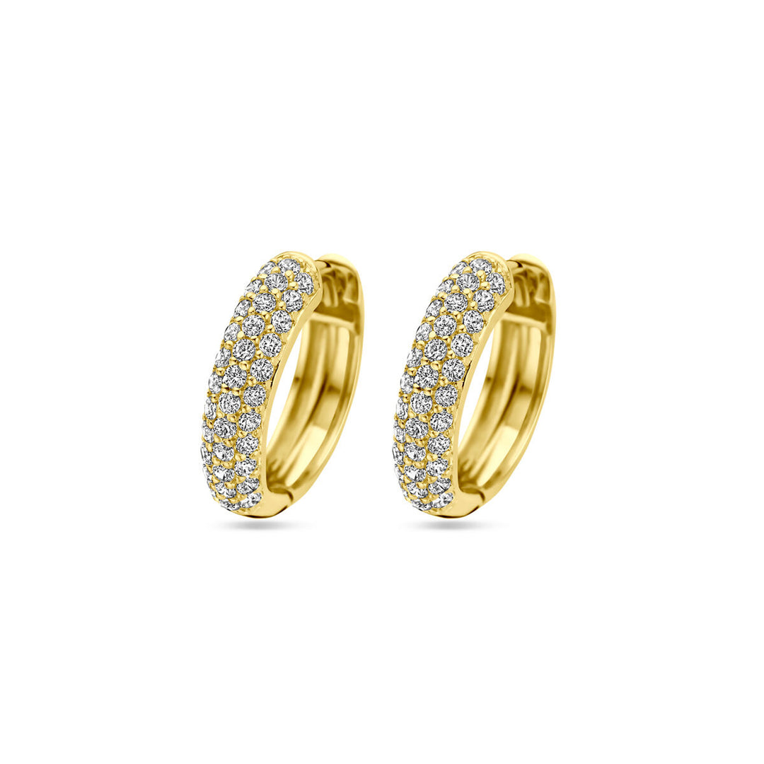 klapoorringen zirkonia 15,5 mm 1 micron zilver verguld (geel)