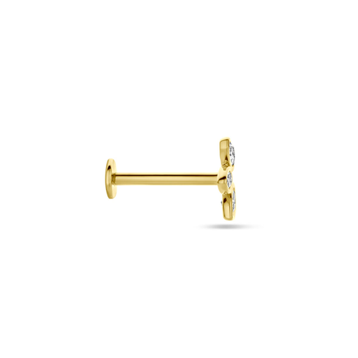 Piercing flat back zircone 5,5 mm oro giallo 14K