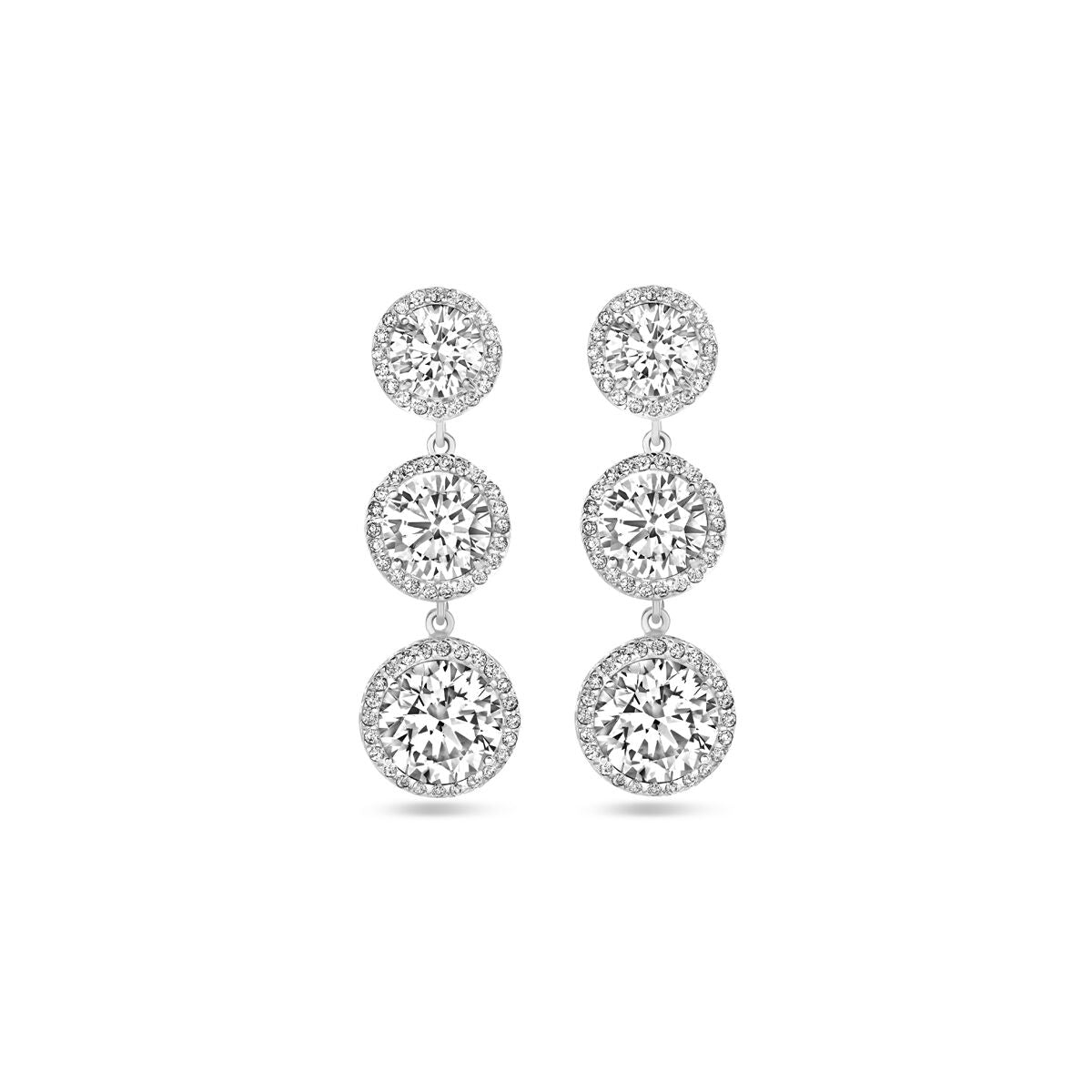 orecchini pendenti zirconia 20 mm argento rodiato