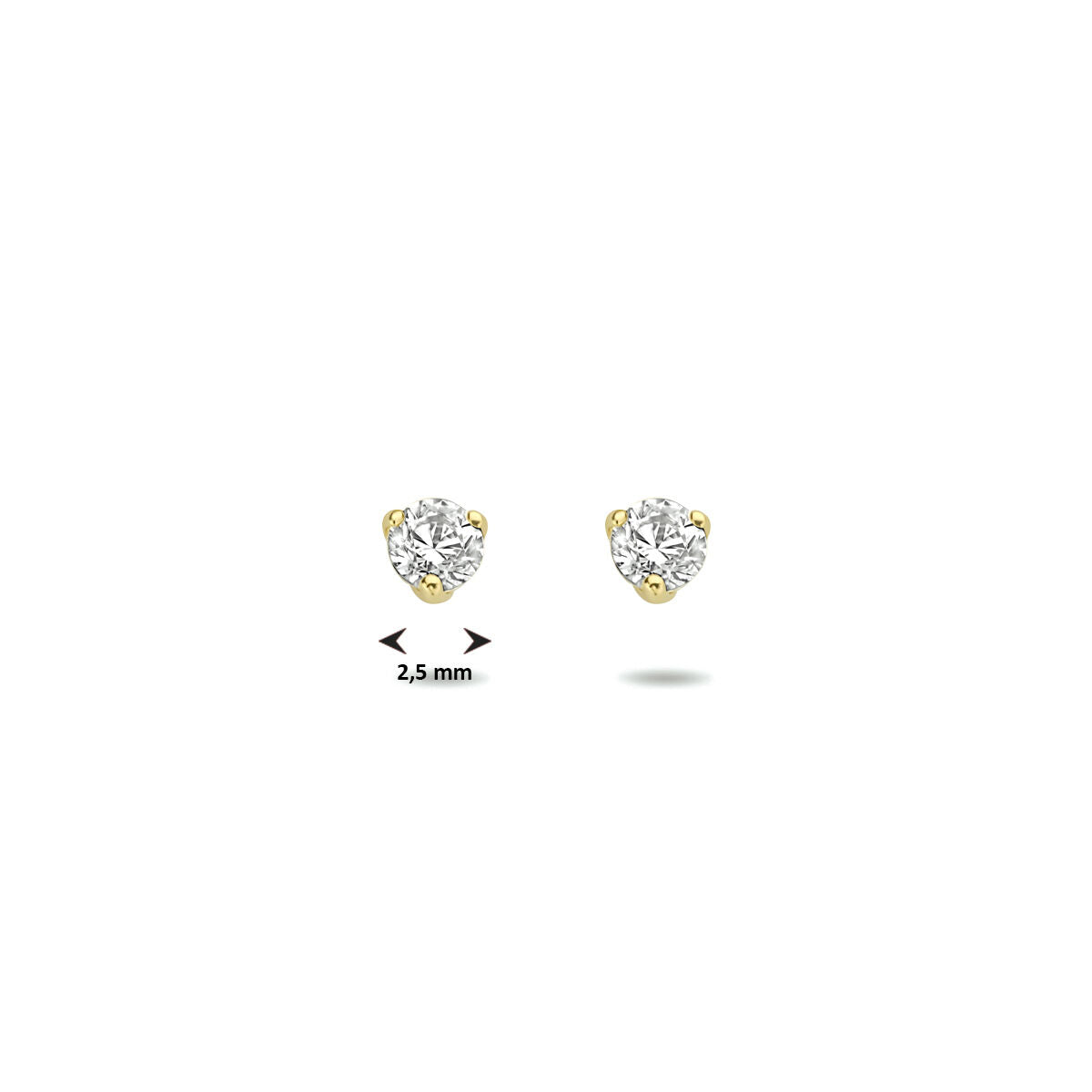 orecchini a bottone zirconia oro giallo 14K