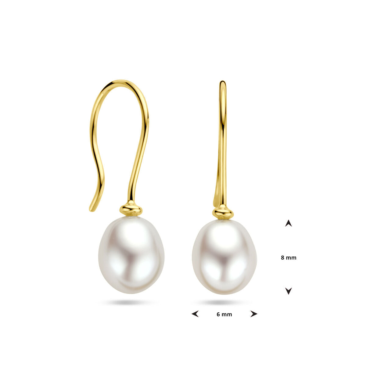 Orecchini pendenti perla gancio francese 14K oro giallo