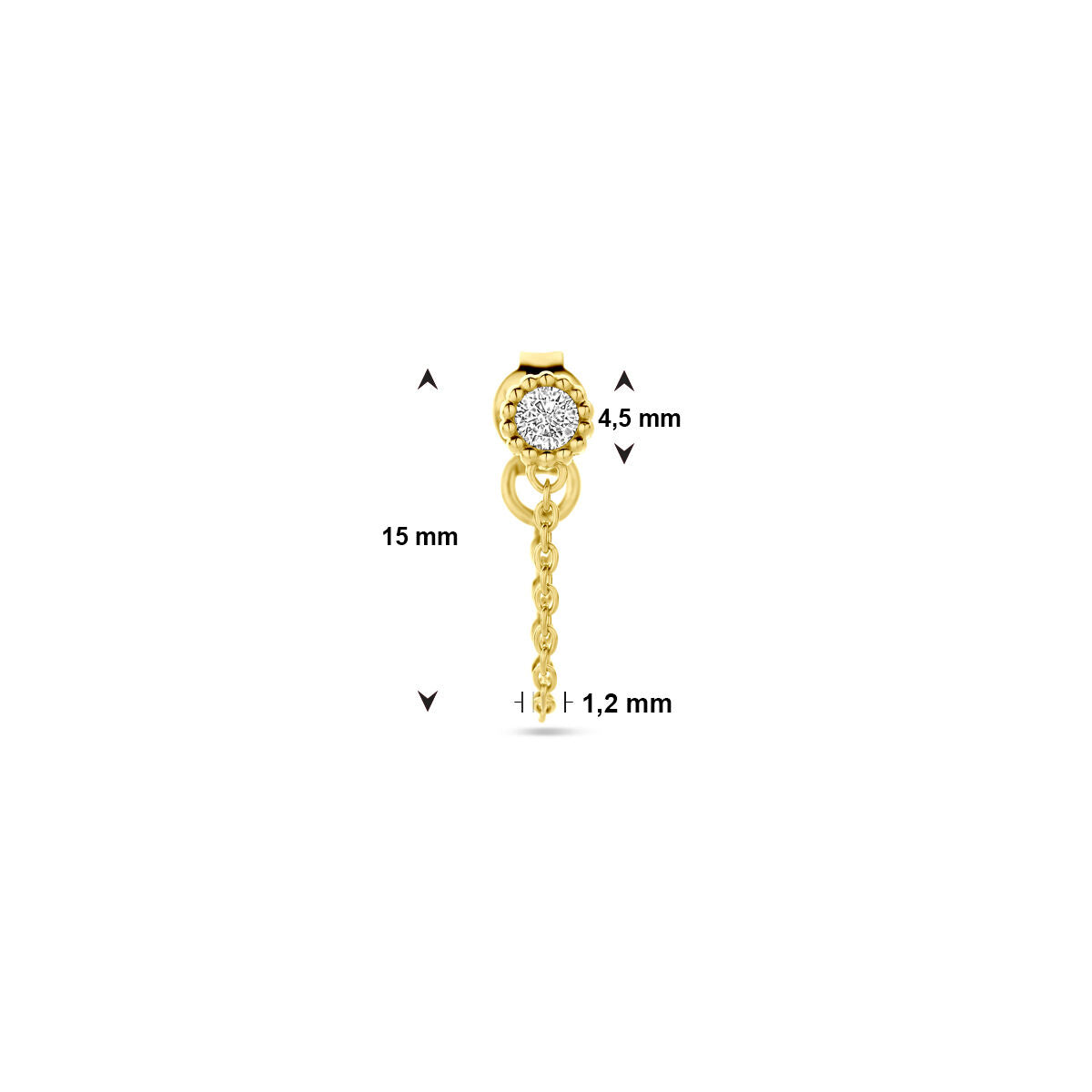orecchino a bottone singolo zircone 1 micron argento placcato oro (giallo)