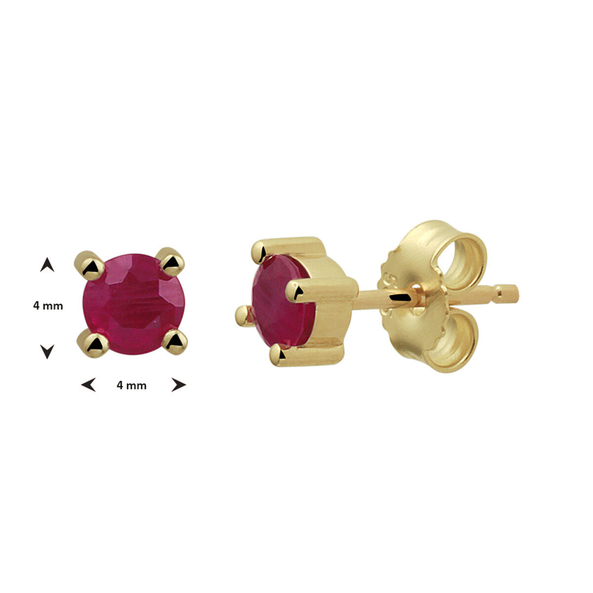 Orecchini a bottone rubino oro giallo 14K