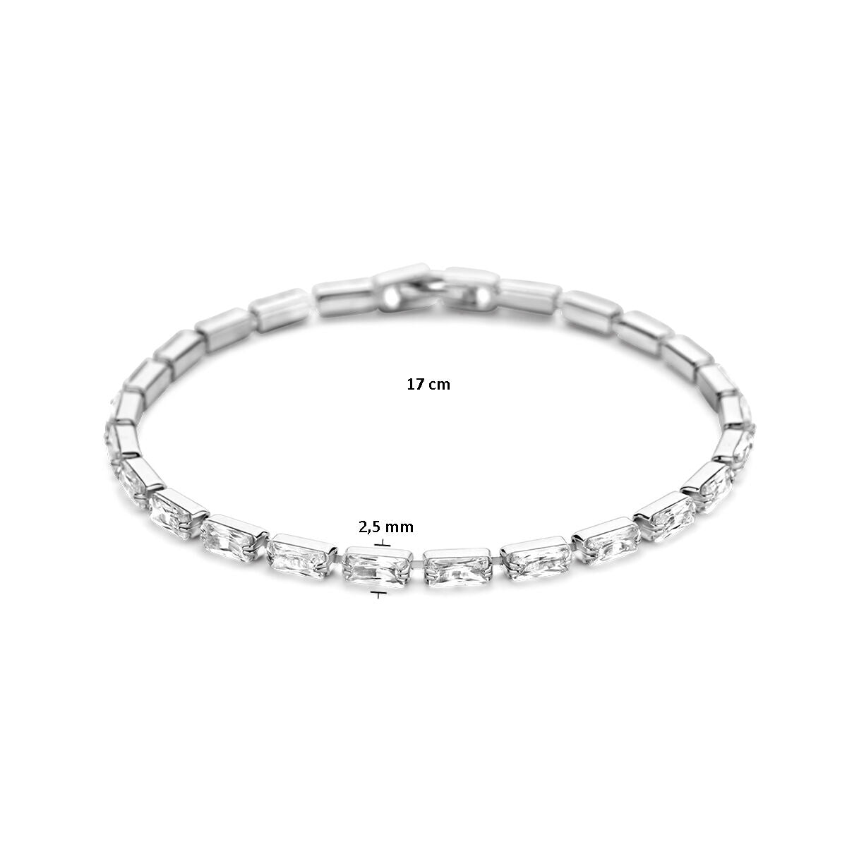 bracciale tennis 2,5 mm zircone argento rodiato