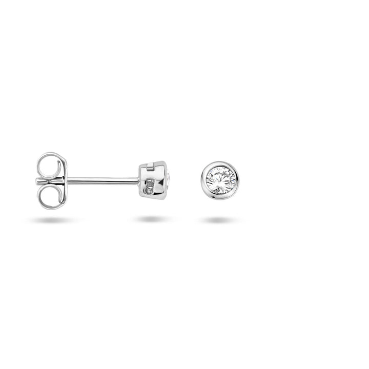 orecchini a bottone zirconia argento rodiato