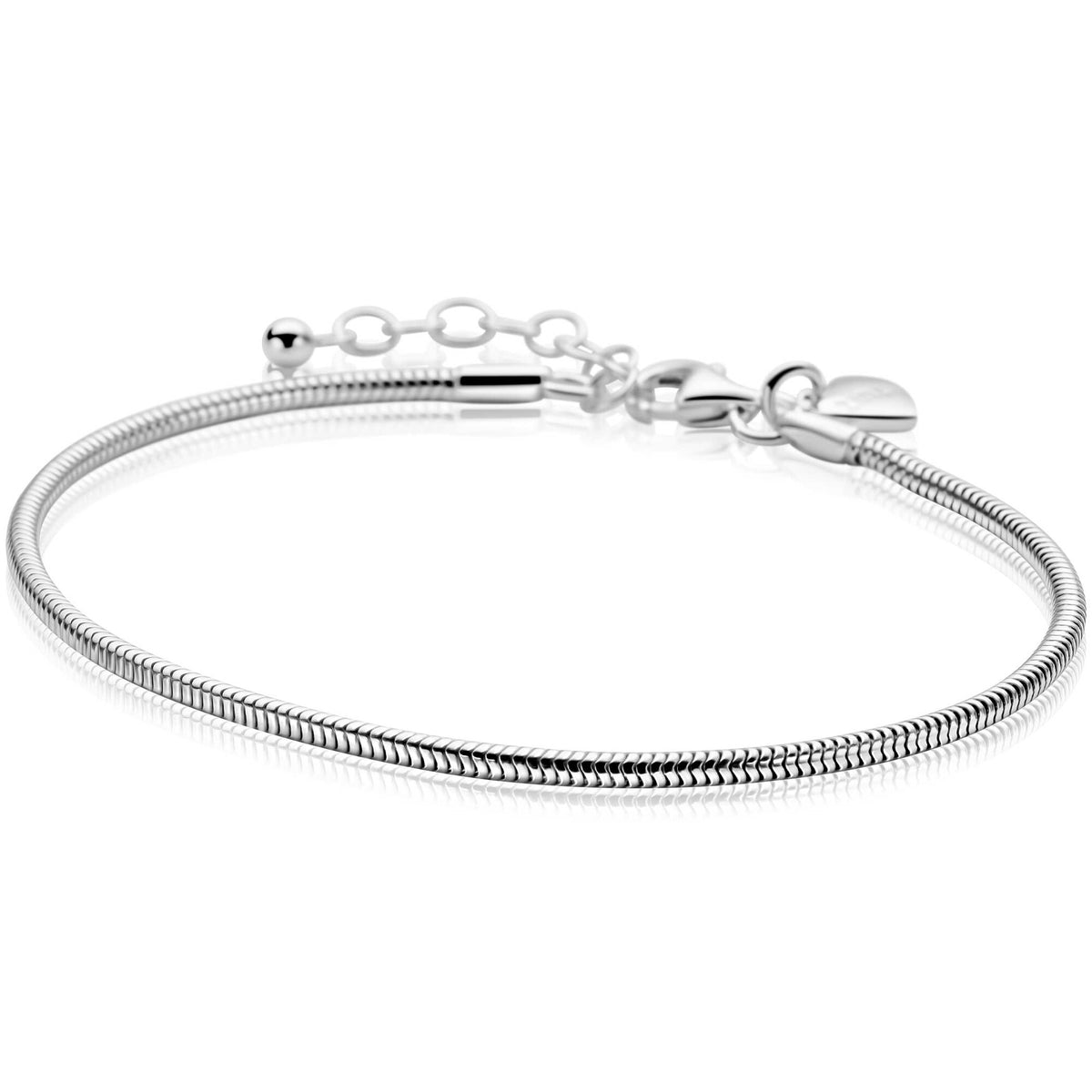 Bracciale in argento con design a serpente, forma rotonda e chiusura regolabile.