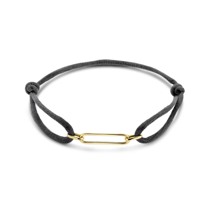 armband satijn 13 - 26 cm 14K goud met rubber/nylon/leer