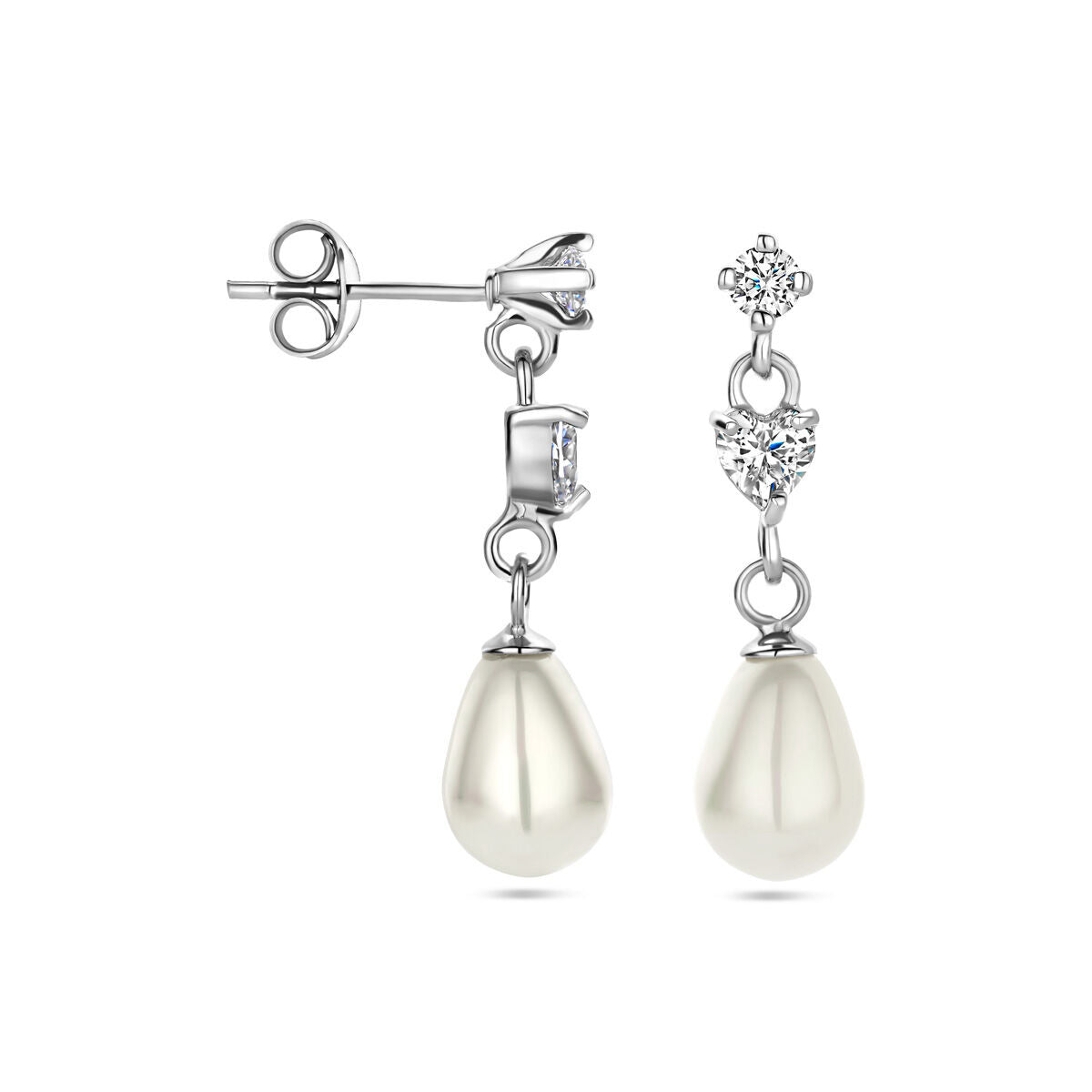 orecchini pendenti perla zircone argento rodiato