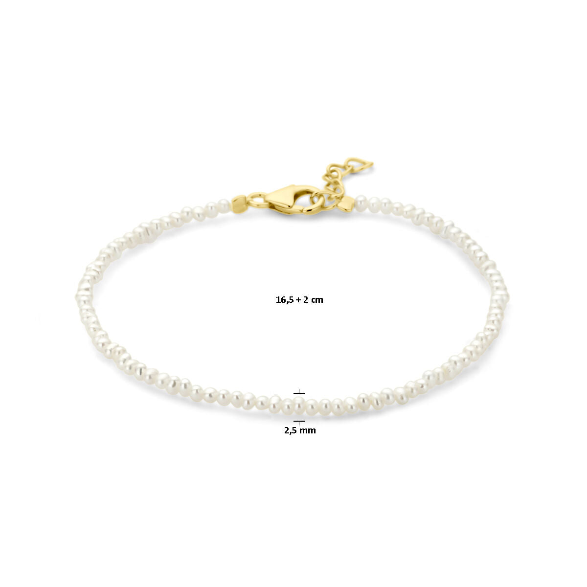 bracciale perle 16,5 + 2 cm 3 micron argento placcato (giallo)