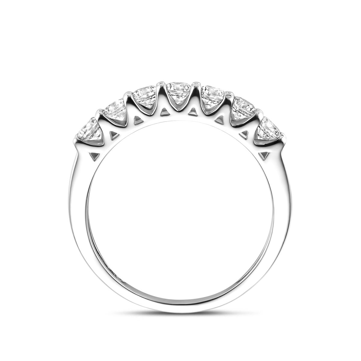 Anello alliance in argento rodiato con zirconi