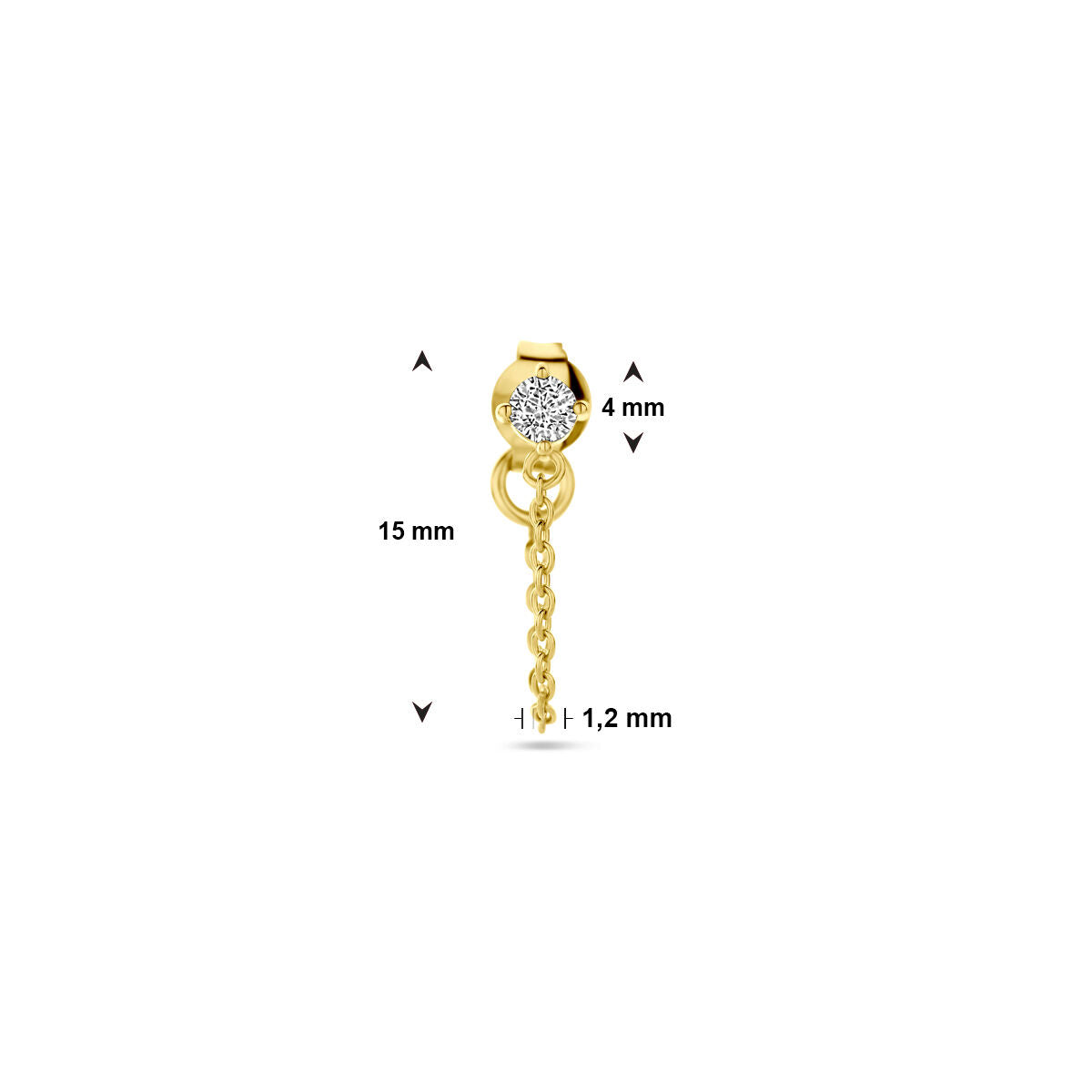 orecchino a bottone singolo zircone 1 micron argento placcato oro (giallo)