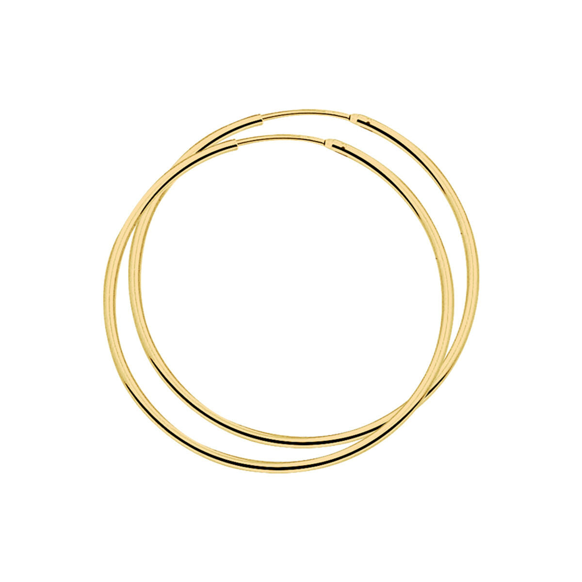 Orecchini alla creola in argento dorato, forma rotonda, spessore 1,5 mm.