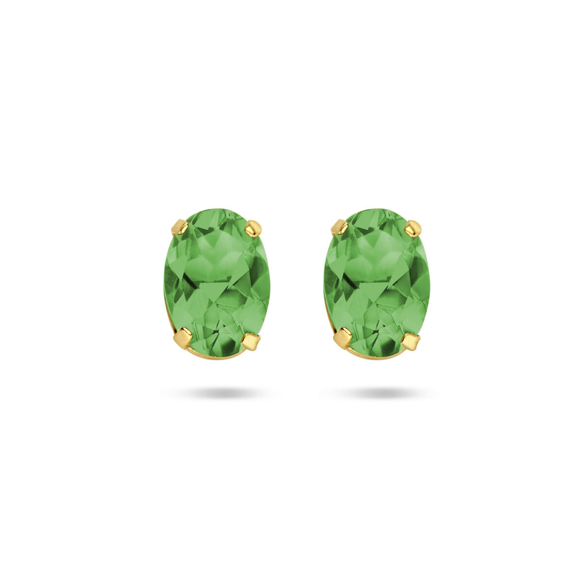Orecchini in oro giallo 14K con pietre ovali di agata verde.