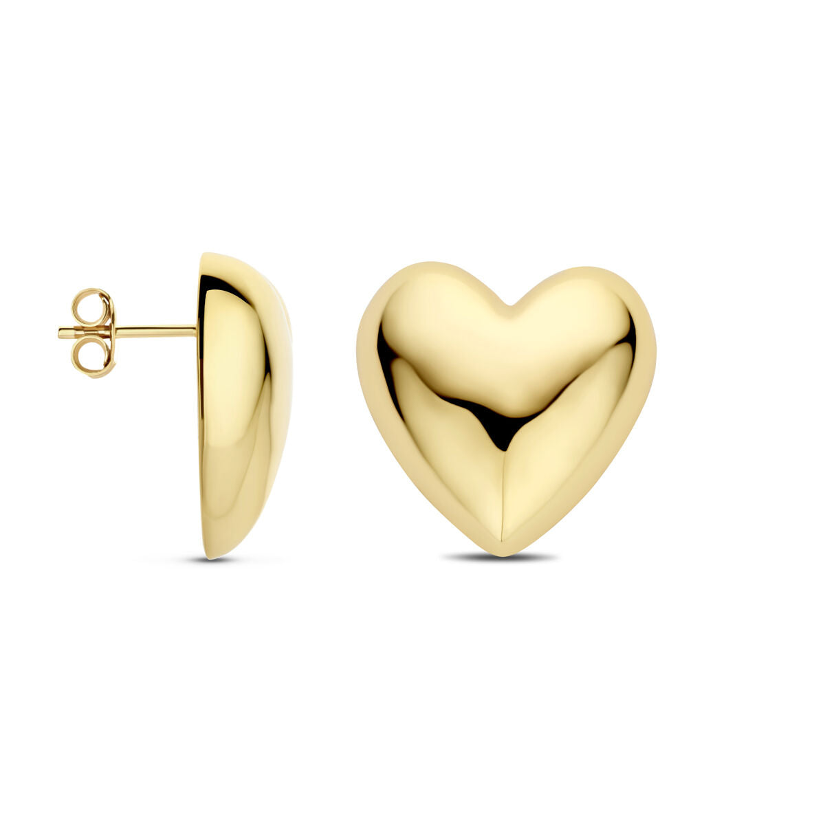 orecchini a bottone cuore 20 mm 1 micron argento dorato (giallo)