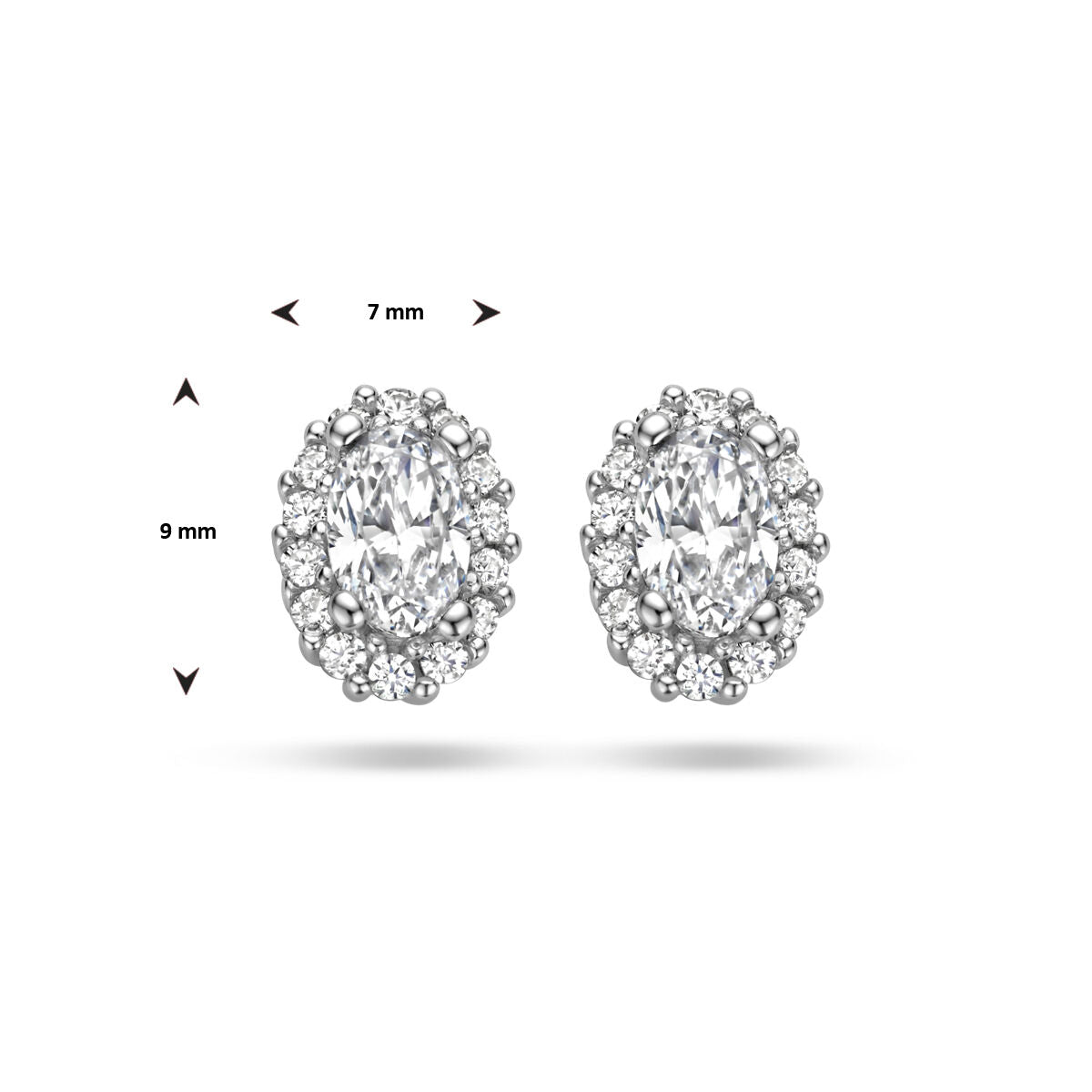 orecchini a bottone zirconia halo argento rodiato