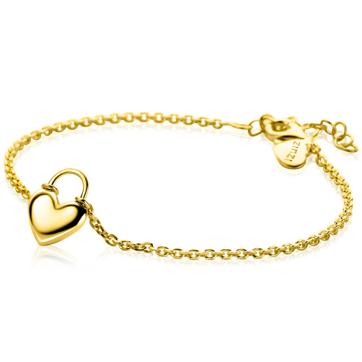 Bracciale in argento con ciondolo a forma di cuore, lunghezza regolabile 17-20 cm.