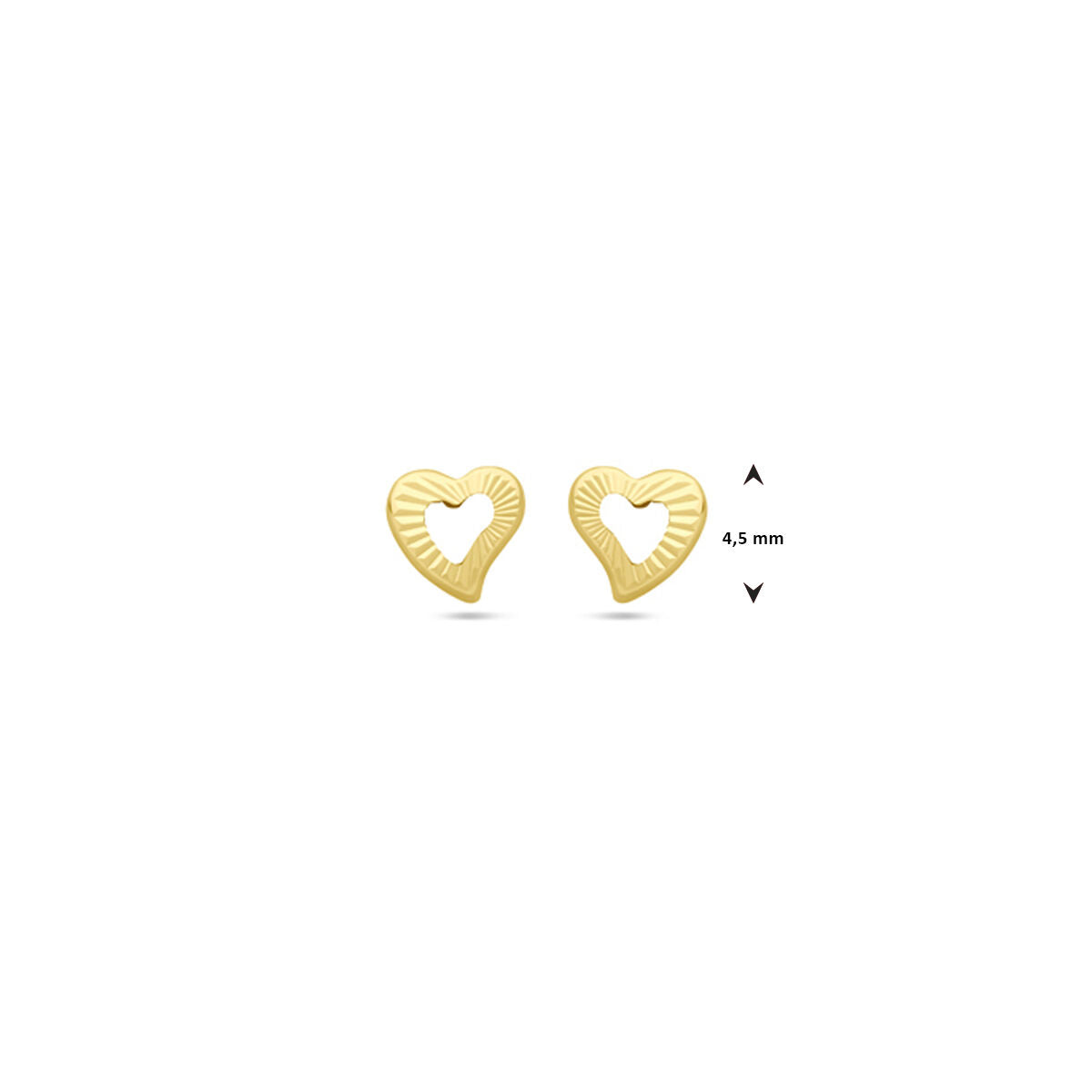 orecchini a bottone cuore 4,5 mm 14K oro giallo