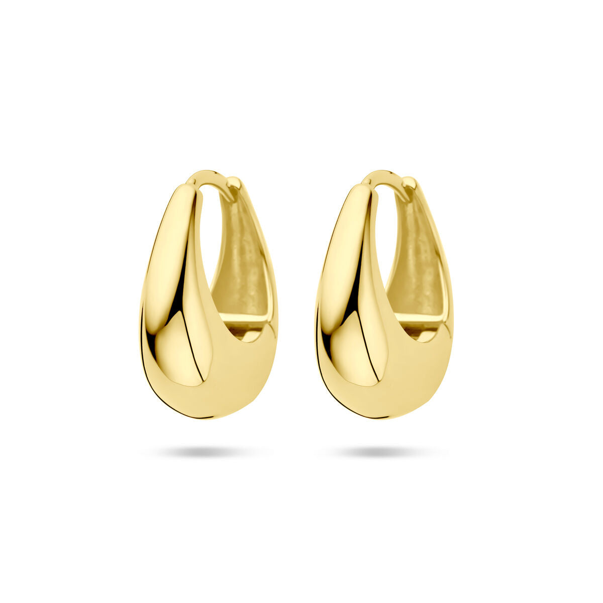 Zilveren klapoorringen, verguld in geel, met een gladde, afgeronde vorm van 19 mm.