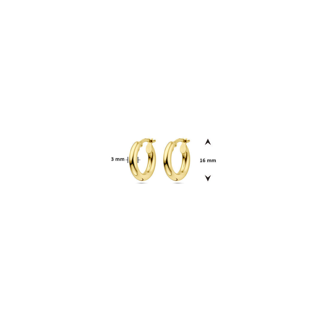 orecchini a cerchio tubo tondo oro giallo 14K 3.0mm