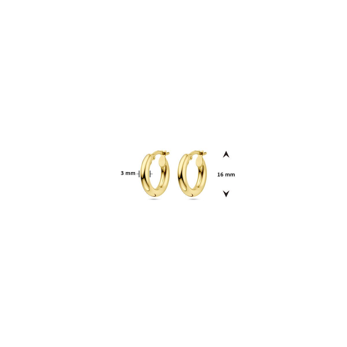 orecchini a cerchio tubo tondo oro giallo 14K 3.0mm
