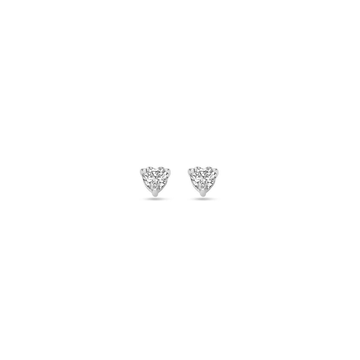 orecchini a bottone cuoricino zirconia 3,5 mm argento rodiato