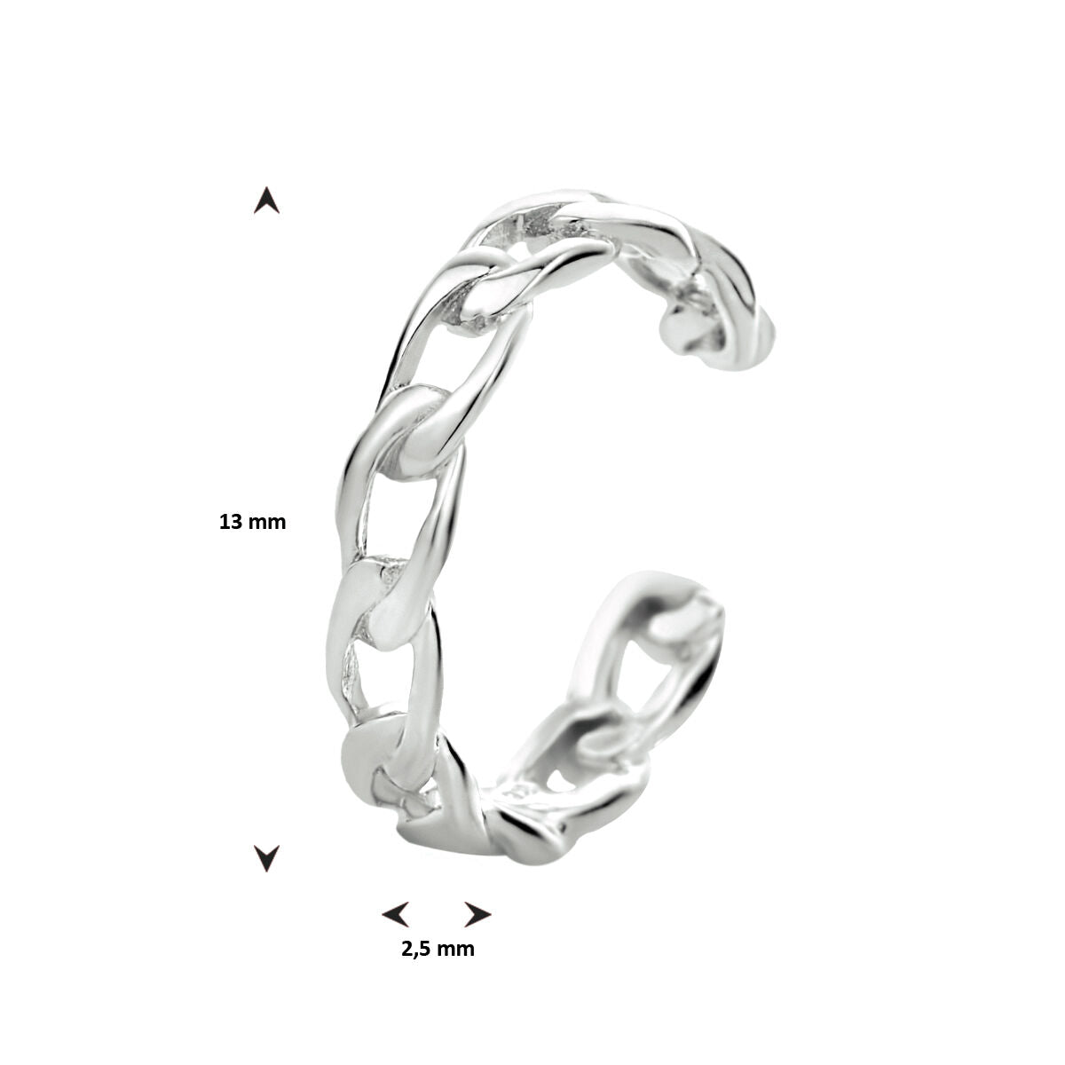 earcuff maglia argento rodiato